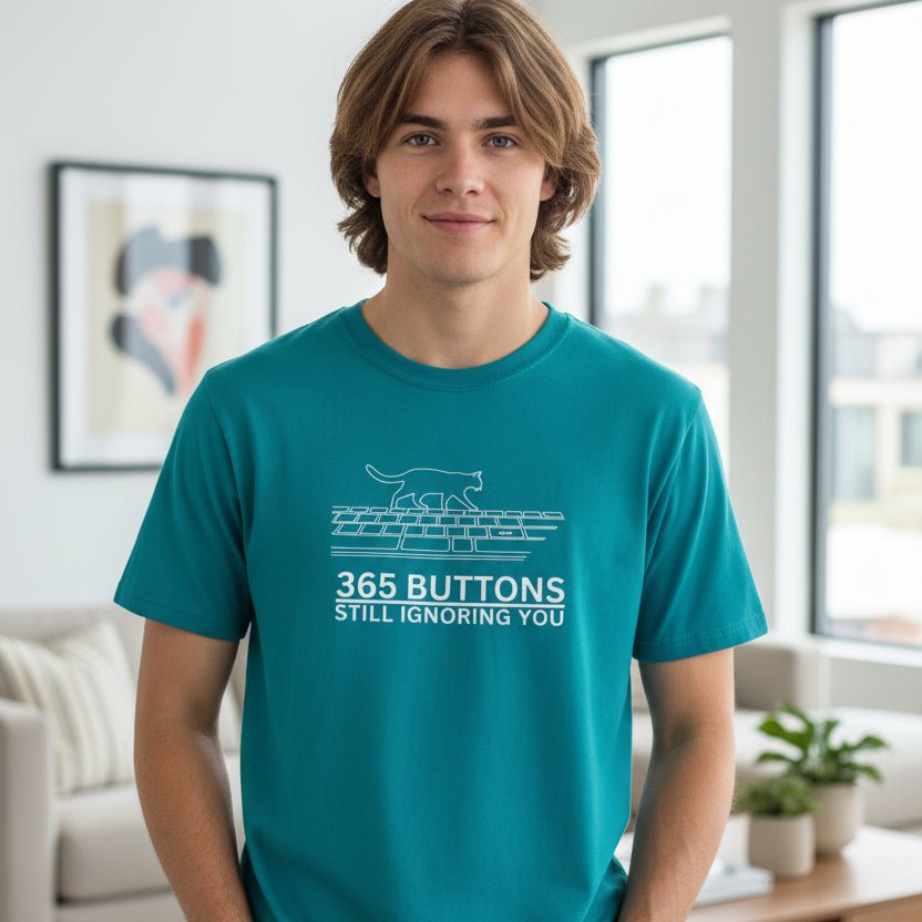 365 Botones Siguiendo Ignorándote – Camiseta de Teclado de Gato