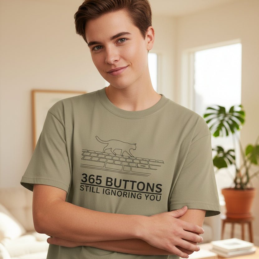 365 Botones Siguiendo Ignorándote – Camiseta de Teclado de Gato