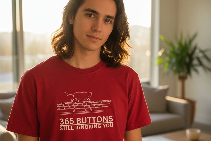 365 Botones Siguiendo Ignorándote – Camiseta de Teclado de Gato
