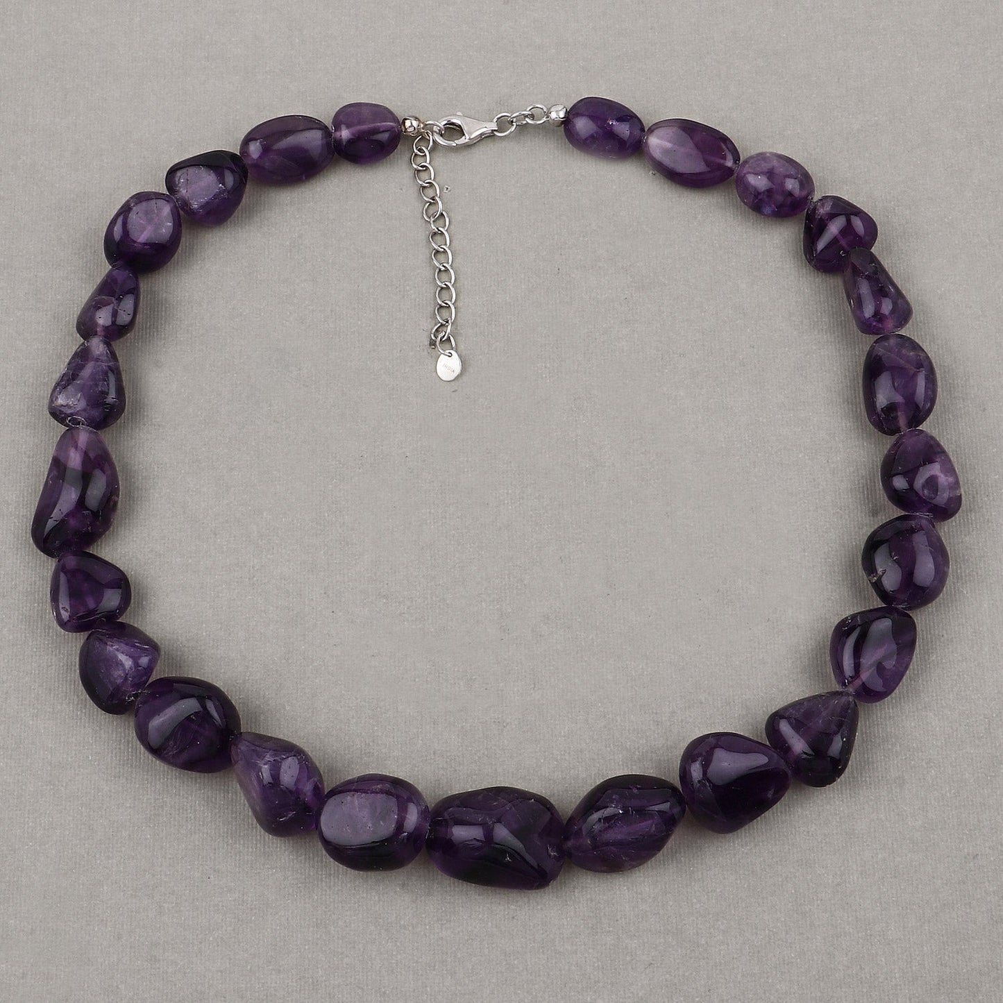 Collier en perles d'améthyste brute authentique en argent sterling