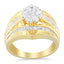 Ensemble de Bagues de Fiançailles en Or Jaune 14K avec Diamants en Cluster en Forme de Chevron - Tai