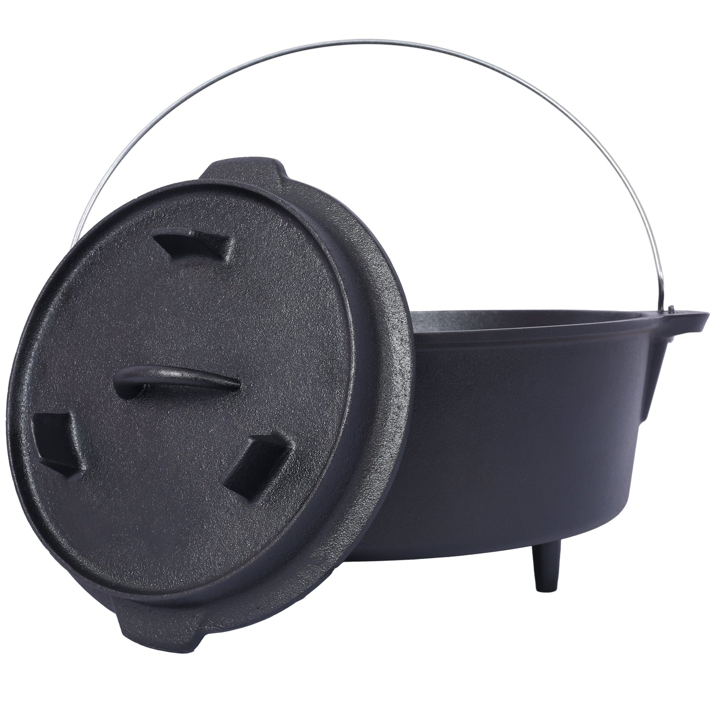 ast iron Dutch oven with lid, outdoor camping deep pot, used for camping, cooking, barbecue and leg rest,  12 Quart - Korvel