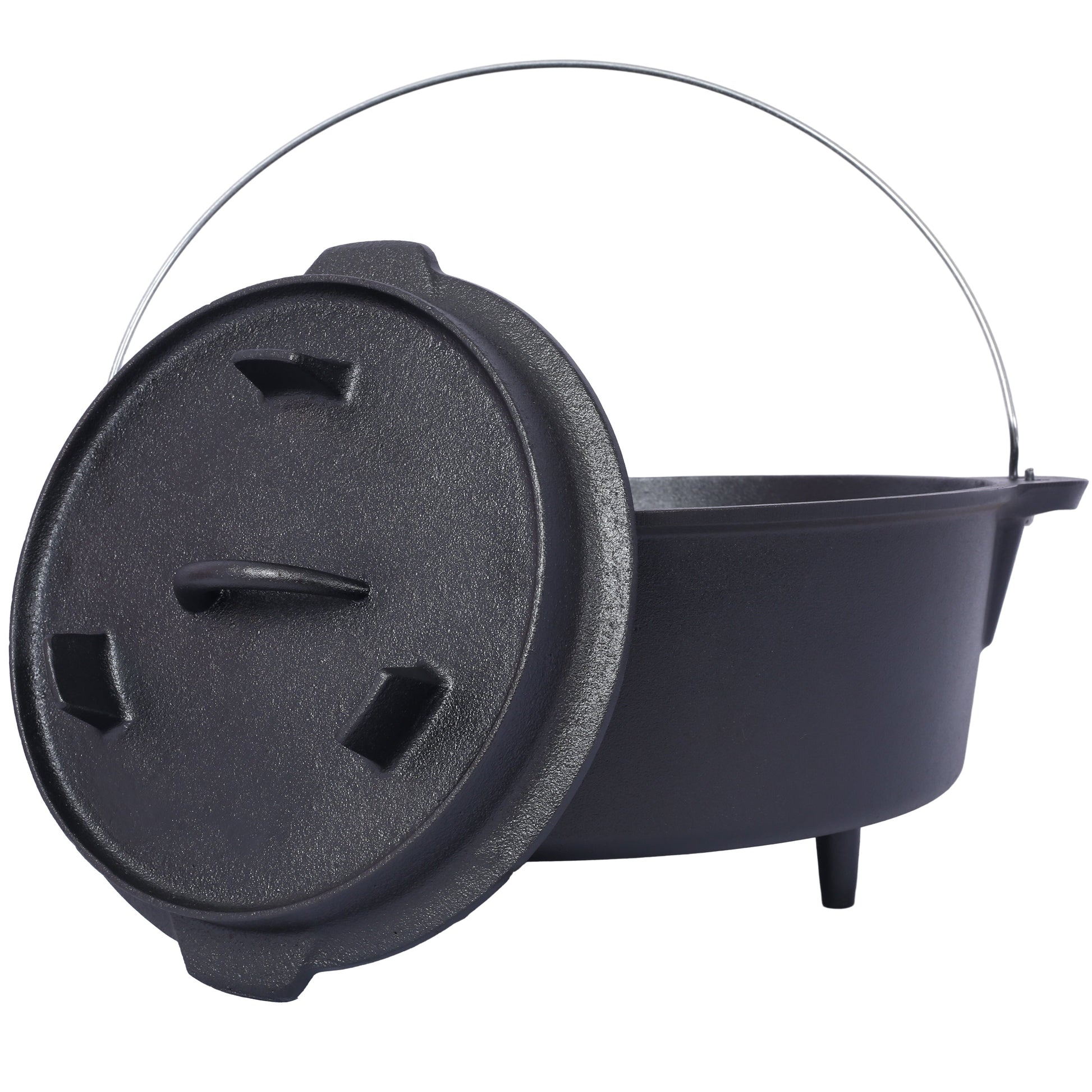 ast iron Dutch oven with lid, outdoor camping deep pot, used for camping, cooking, barbecue and leg rest,  12 Quart - Korvel