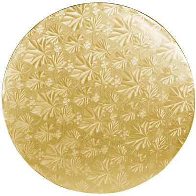 Cake Board - 14" Rd Gold Wrap - Korvel