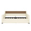Twin Size Daybed with Trundle, Upholstered Daybed with Charging Station and LED Lights, White - Korvel