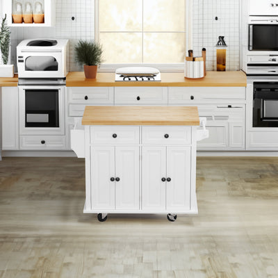 Elegant Kitchen Island Cart with Storage and Locking Wheels