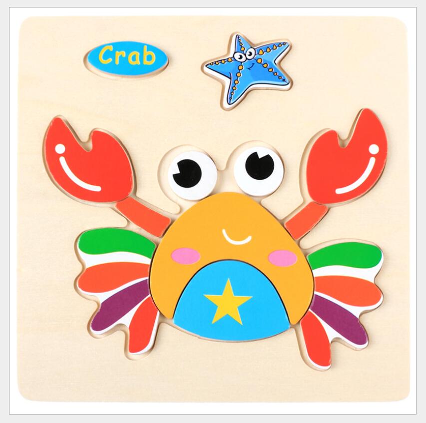 3D Puzzle Wooden Toys For Children Cartoon Animal Vehicle Wood Jigsaw Kids Baby Early Educational Learning Toy #L505 - Korvel