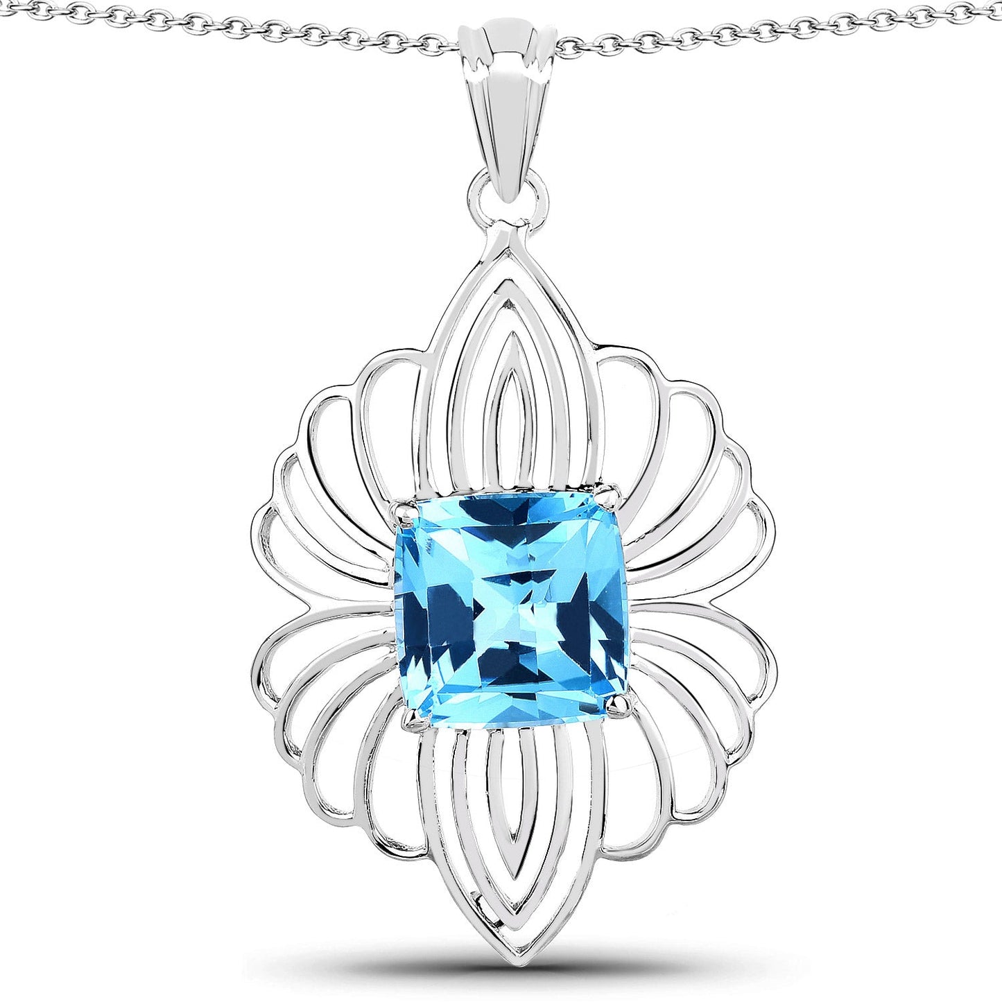 Pendentif en topaze bleue suisse véritable de 8,18 carats en argent sterling