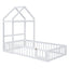 Wooden Twin Size Children's Bed with Detachable Headboard and Integrated Clothes Drying Rack, White - Korvel