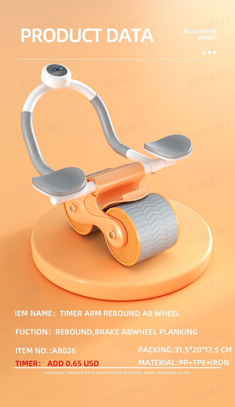New Design Indoor Home Exercise Flat Elbow Supporter 2 Wheel Ab Trainer Automatic Rebound Abdominal Wheel Roller - Korvel