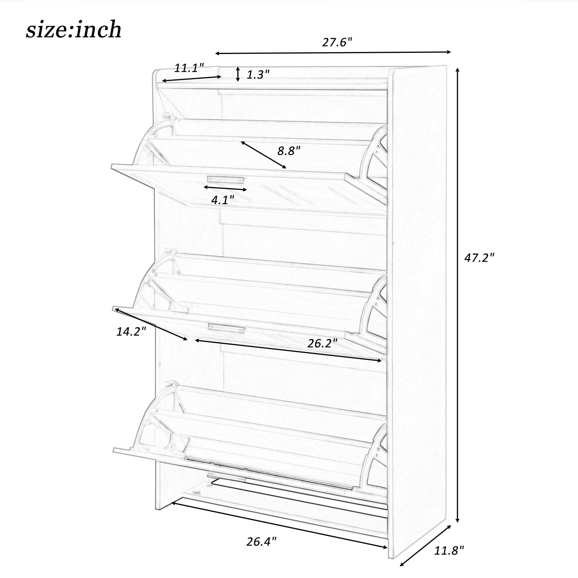 U-Can Shoe Storage Cabinet for Entryway with 3 Flip Drawers, Modern Shoe Organizer Cabinet, Free Standing Shoe Rack Black - Korvel