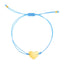 Pulsera Ajustable de Corazón de Oro de 14k con Cordón Azul