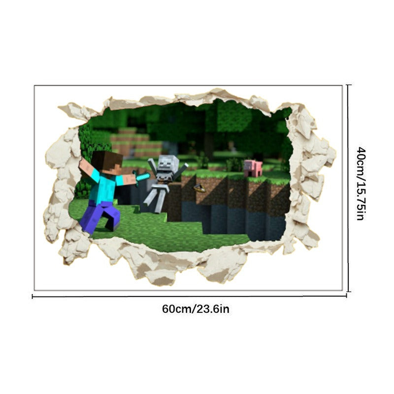 Minecraft run away My World Wall Stickers Living Room Children's Room Removable Decorative PVC Stickers - Korvel