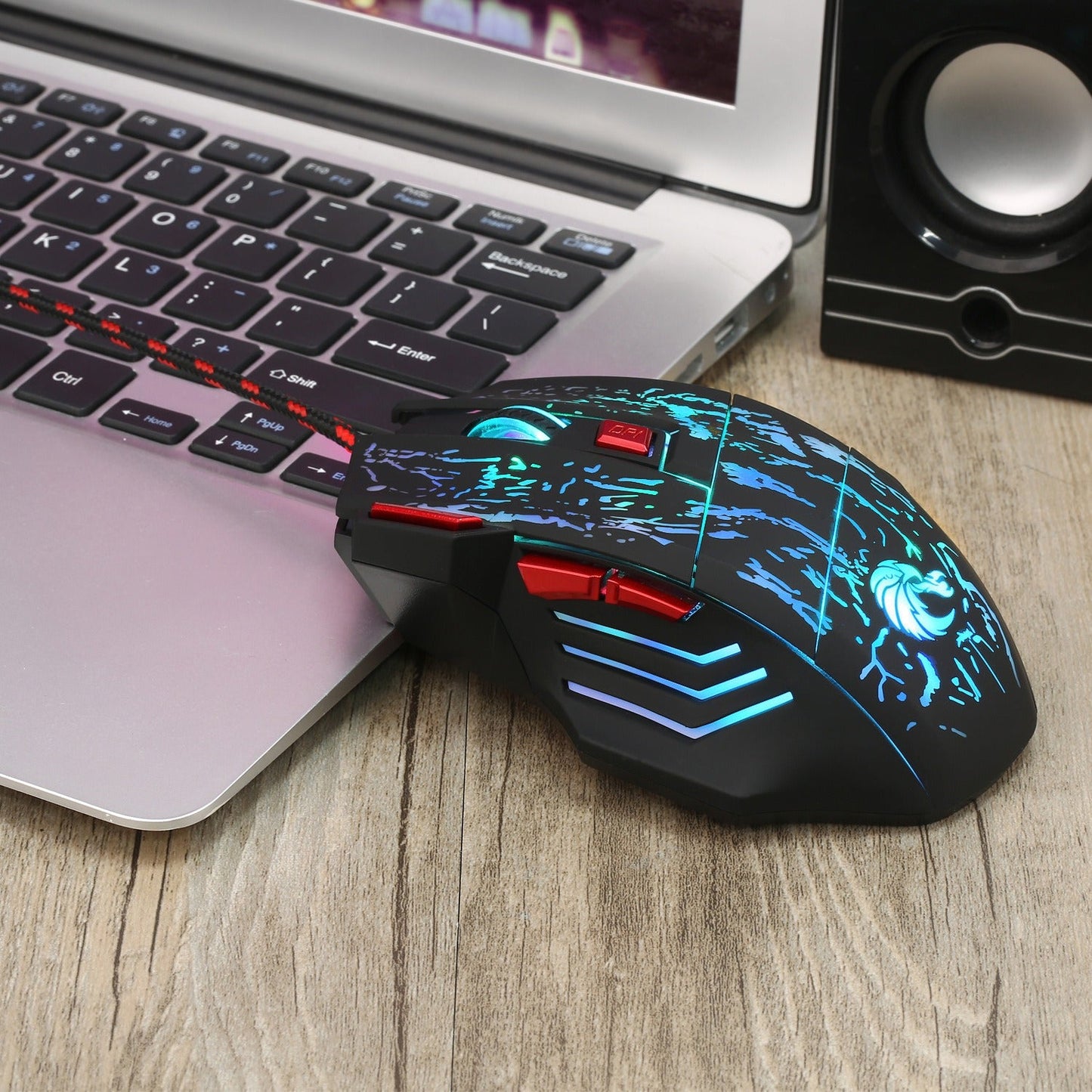 Flowing Crack Colorful Luminous Gaming Mouse Wired Blaze Bird Mouse - Korvel