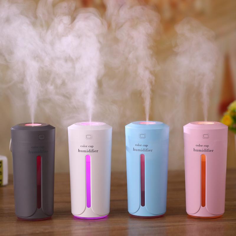 Color Cup USB Air Humidifier - Mini Aroma Diffuser with LED Lights