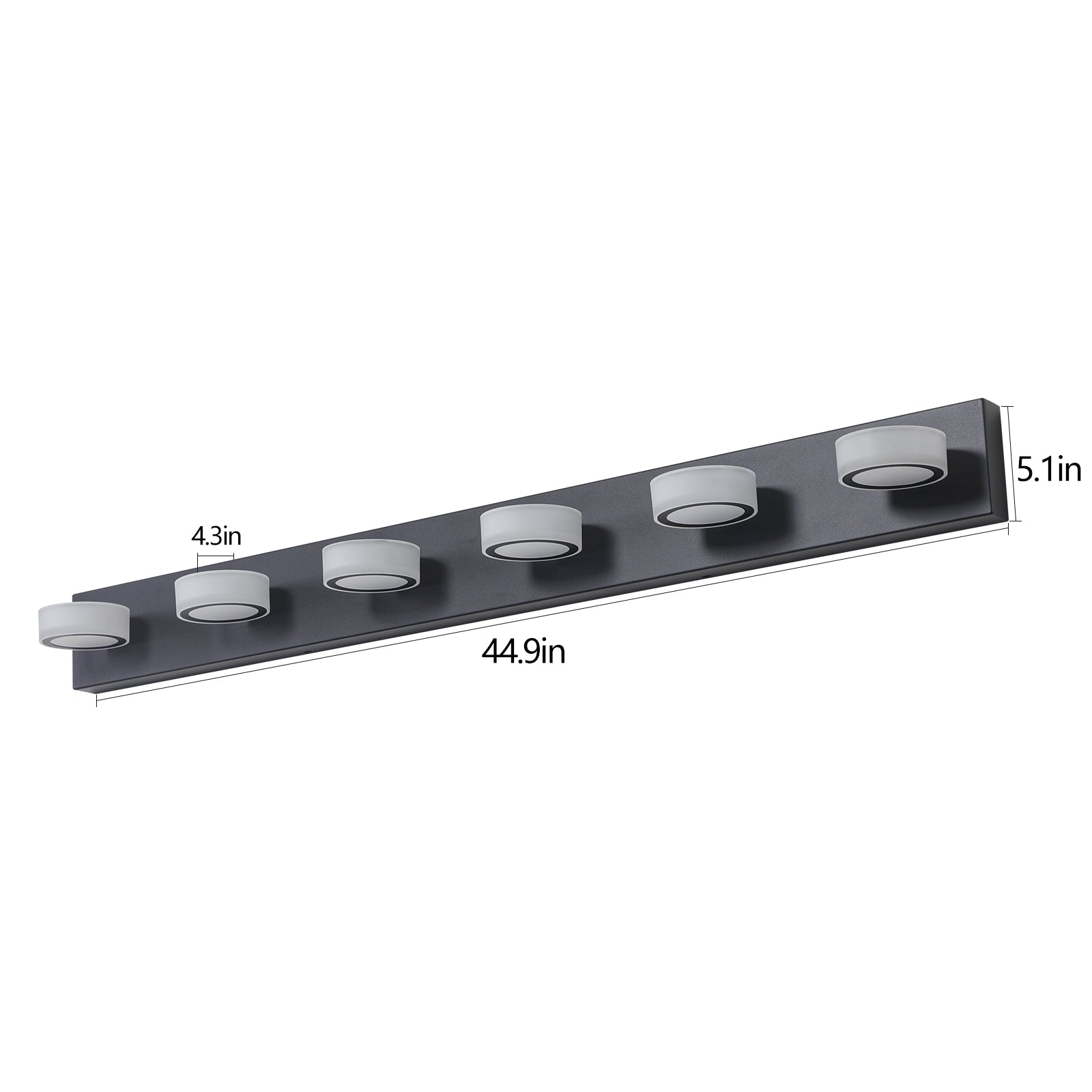 LED Modern Black 6-Light Vanity Lights Fixtures Over Mirror Bath Wall Lighting - Korvel