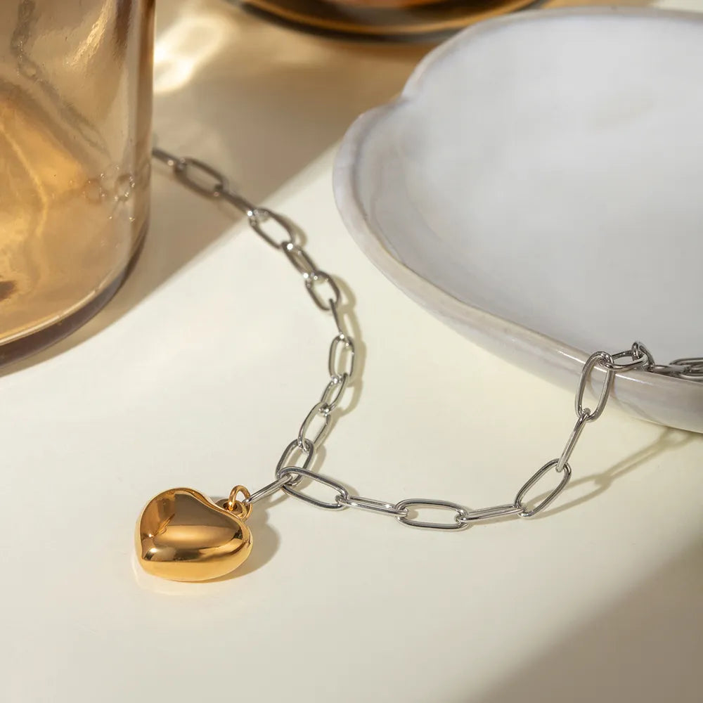 Elegant Stainless Steel Heart Pendant Necklace