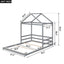 Wood Full Size House Bed with Guardrail, Grey - Korvel