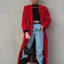 Extra-Long Dark Red Wool Coat for Women