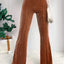 Pantalones Bootcut de Cintura Alta Acanalados