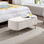 Ivory White Storage Ottoman Bench with Gold Legs