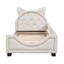 Twin Size Upholstered Daybed with Carton Ears Shaped Headboard  White - Korvel