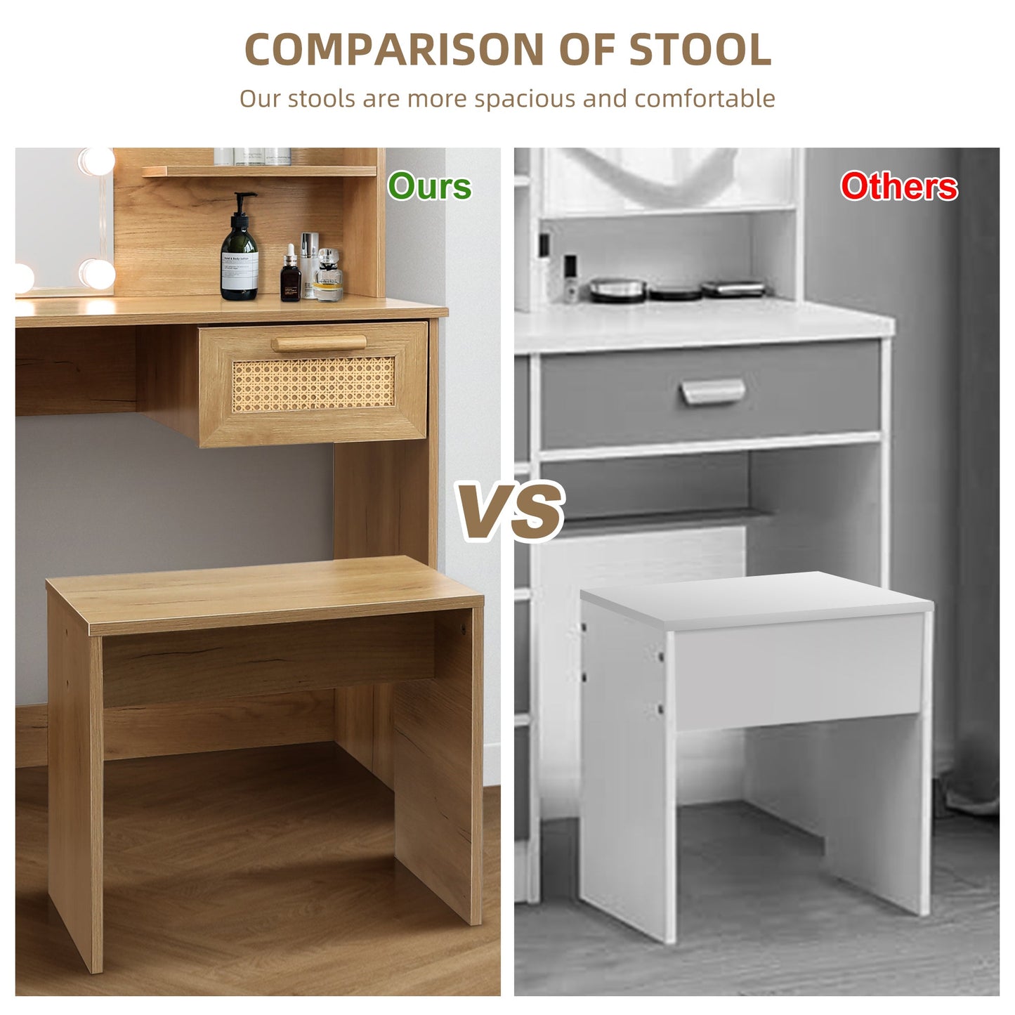 Elegant Bedroom Vanity Set with LED Mirror and Storage
