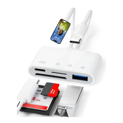 Dual line 4-in-1 mobile card reader suitable for Apple TypeC to TF/SD/USB/USB-C charging adapter - Korvel