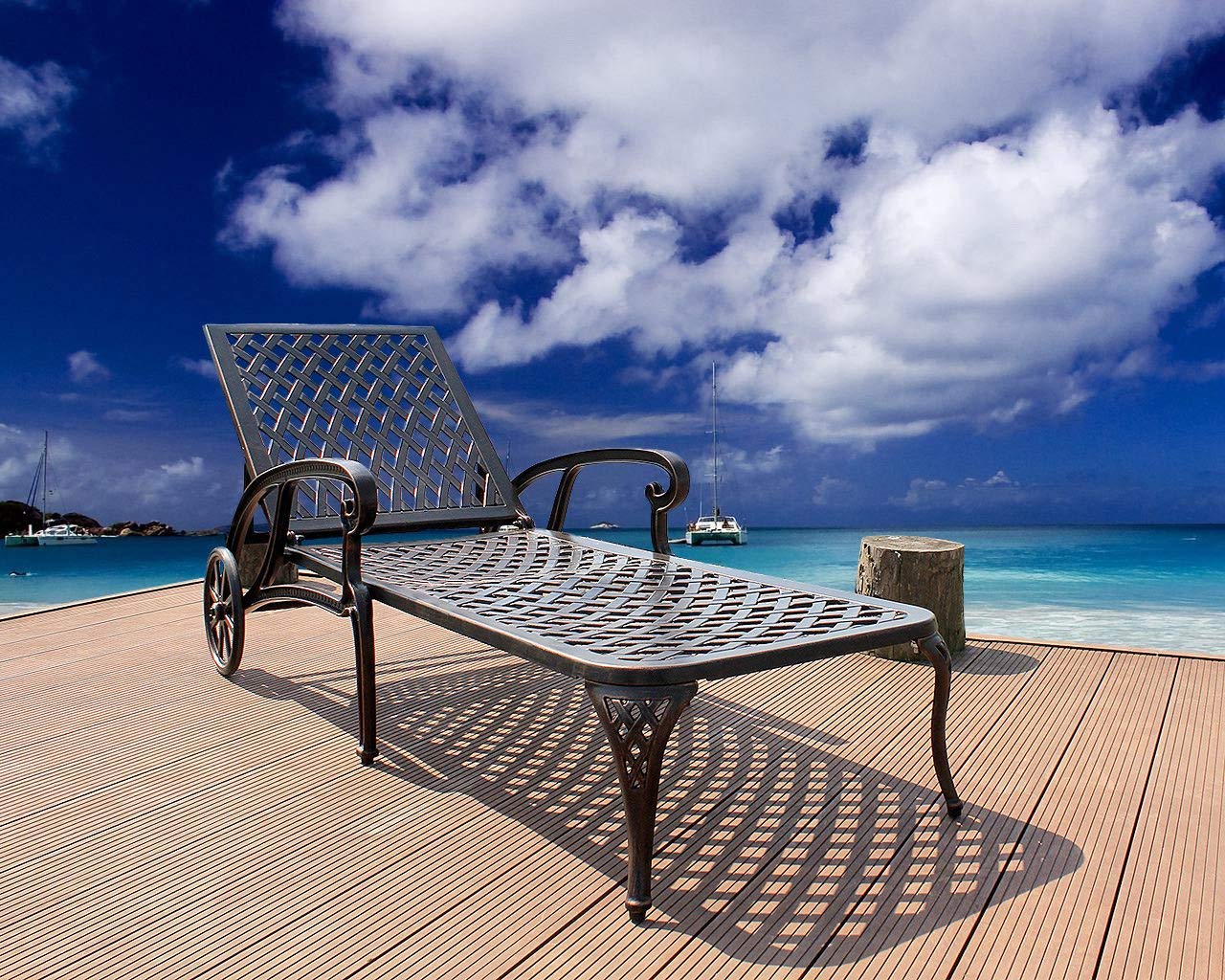 Aluminium Cast lounge chair 1pcs brown - Korvel