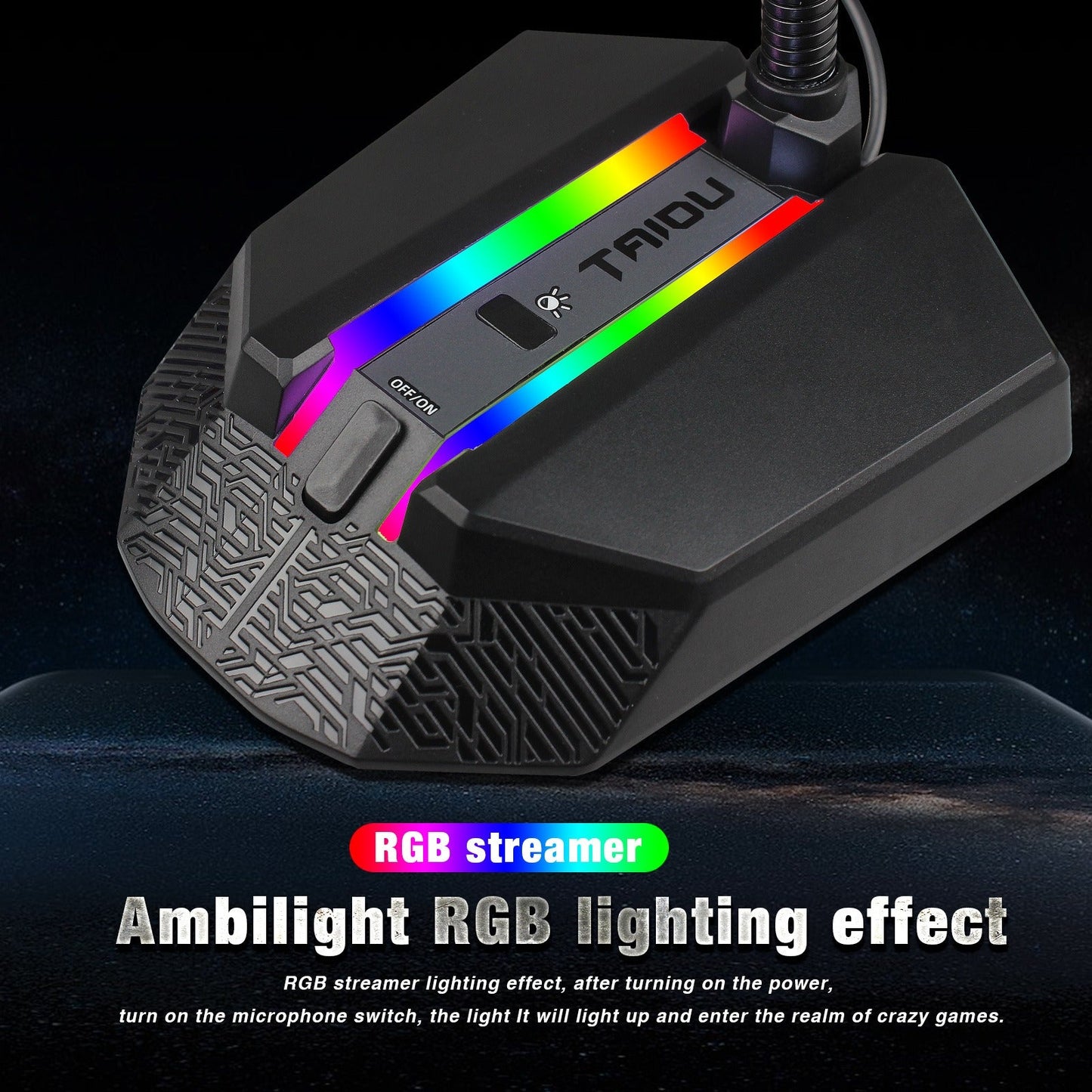 New desktop RGB luminous condenser microphone live broadcast shouting microphone gaming microphone - Korvel