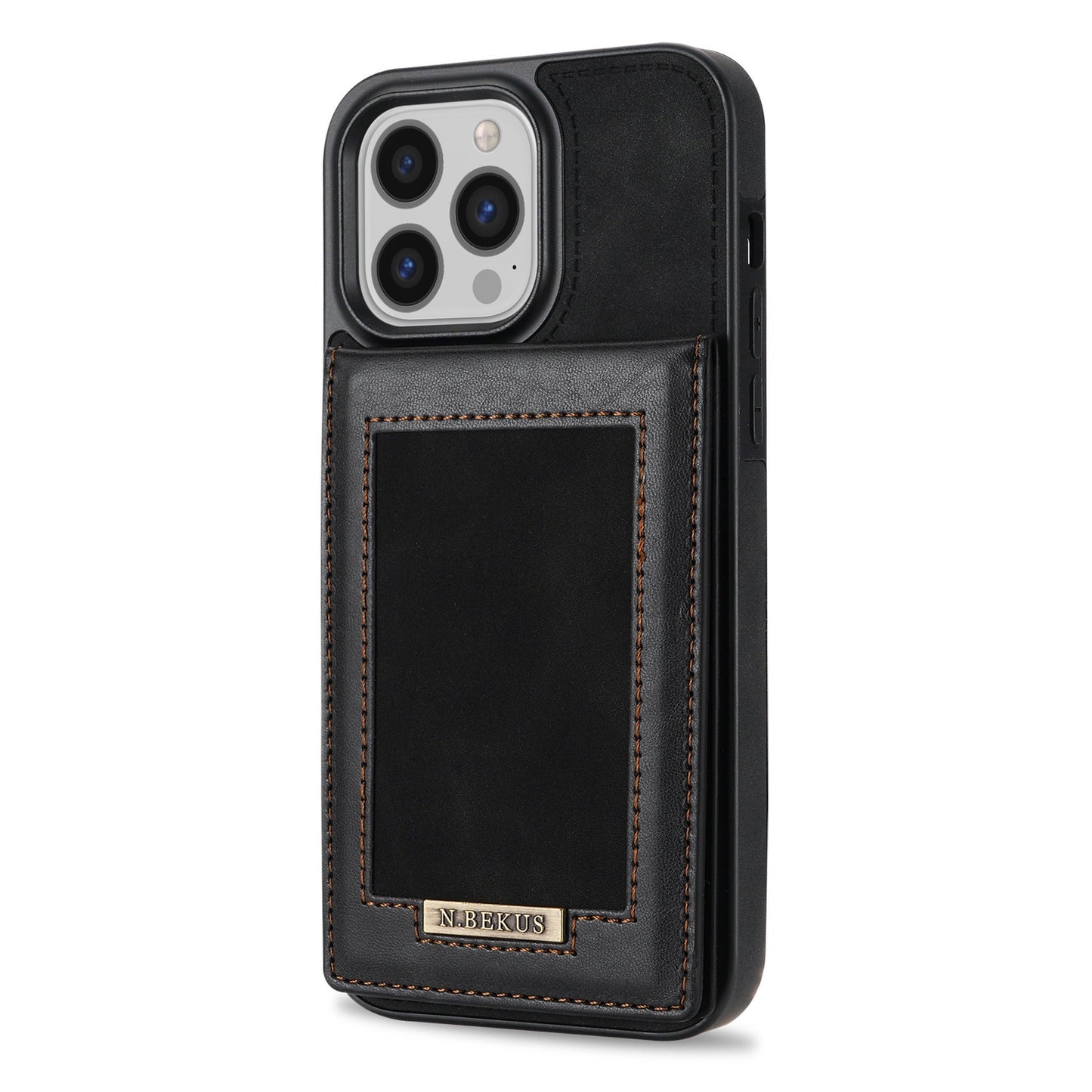 For iPhone 14ProMax Card Holder Phone Leather Case Samsung S23Ultra Photo Frame Magnetic Buckle Protective Case - Korvel