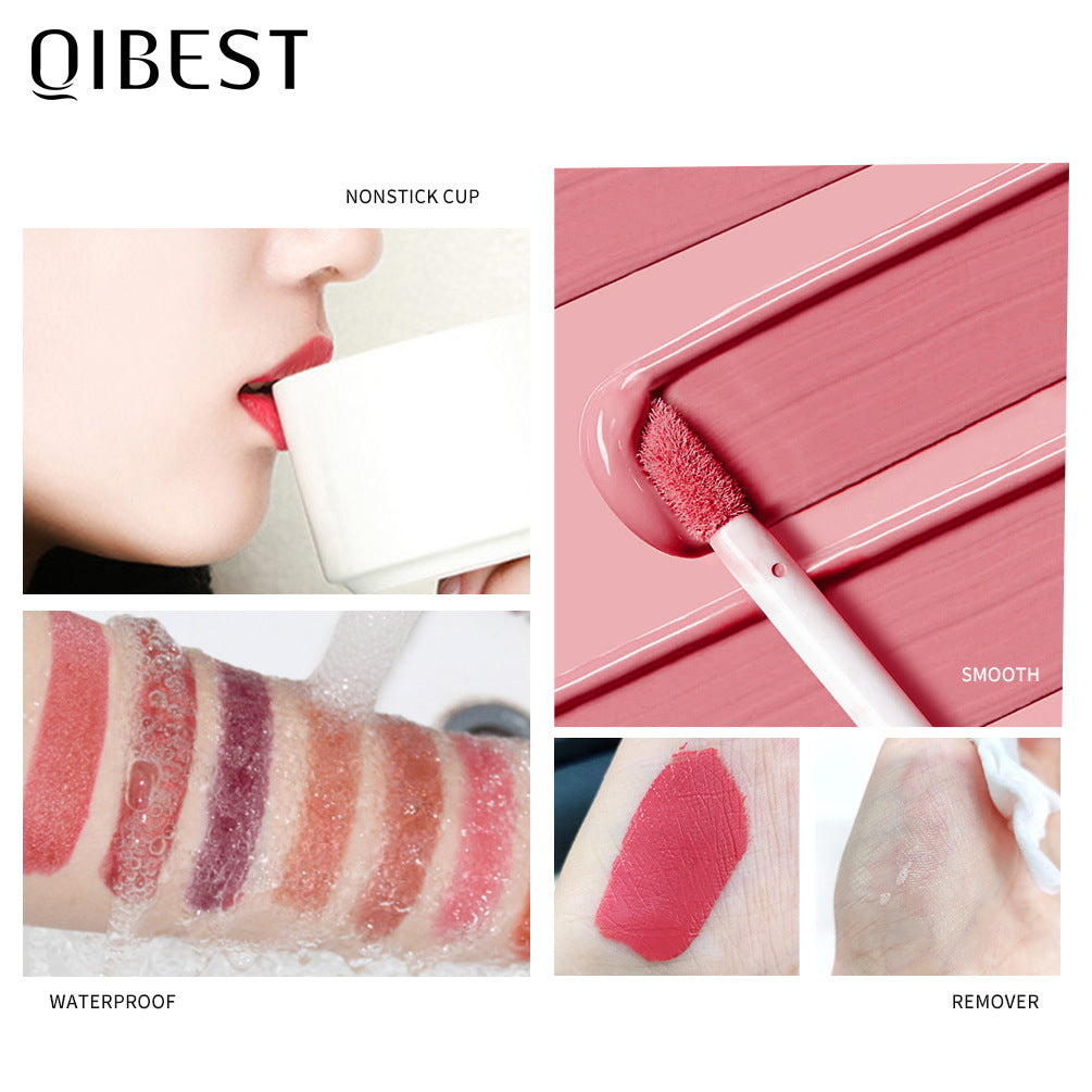 QIBEST Gloss Labial Mate de Terciopelo - Hidratante y No Pegajoso