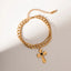 Stainless Steel Imitation Gemstone Cross Pendant Bracelet