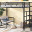 Twin Size Metal Loft Bed with Bench and Storage Staircase  Black - Korvel