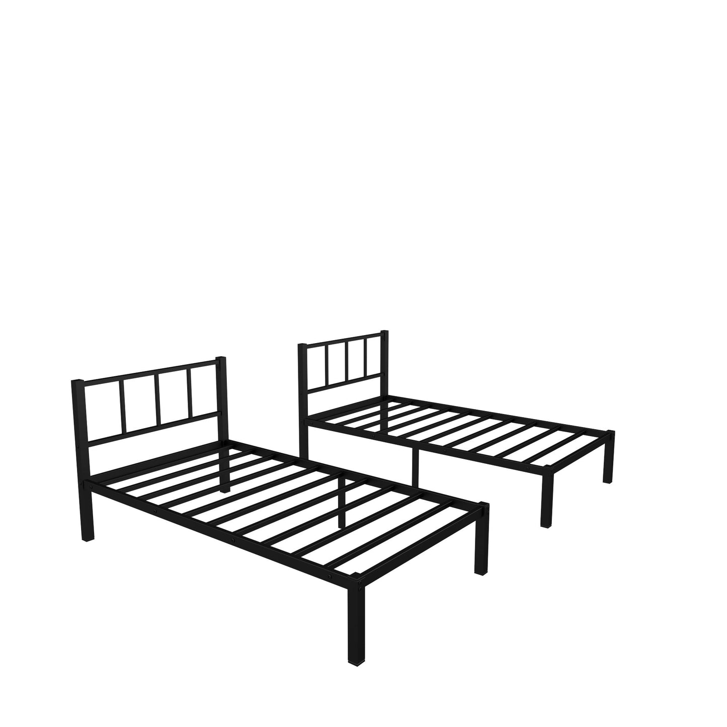 Twin over Twin & Twin Bunk Beds for 3, Twin XL over Twin & Twin Bunk Bed Metal Triple Bunk Bed, Black - Korvel