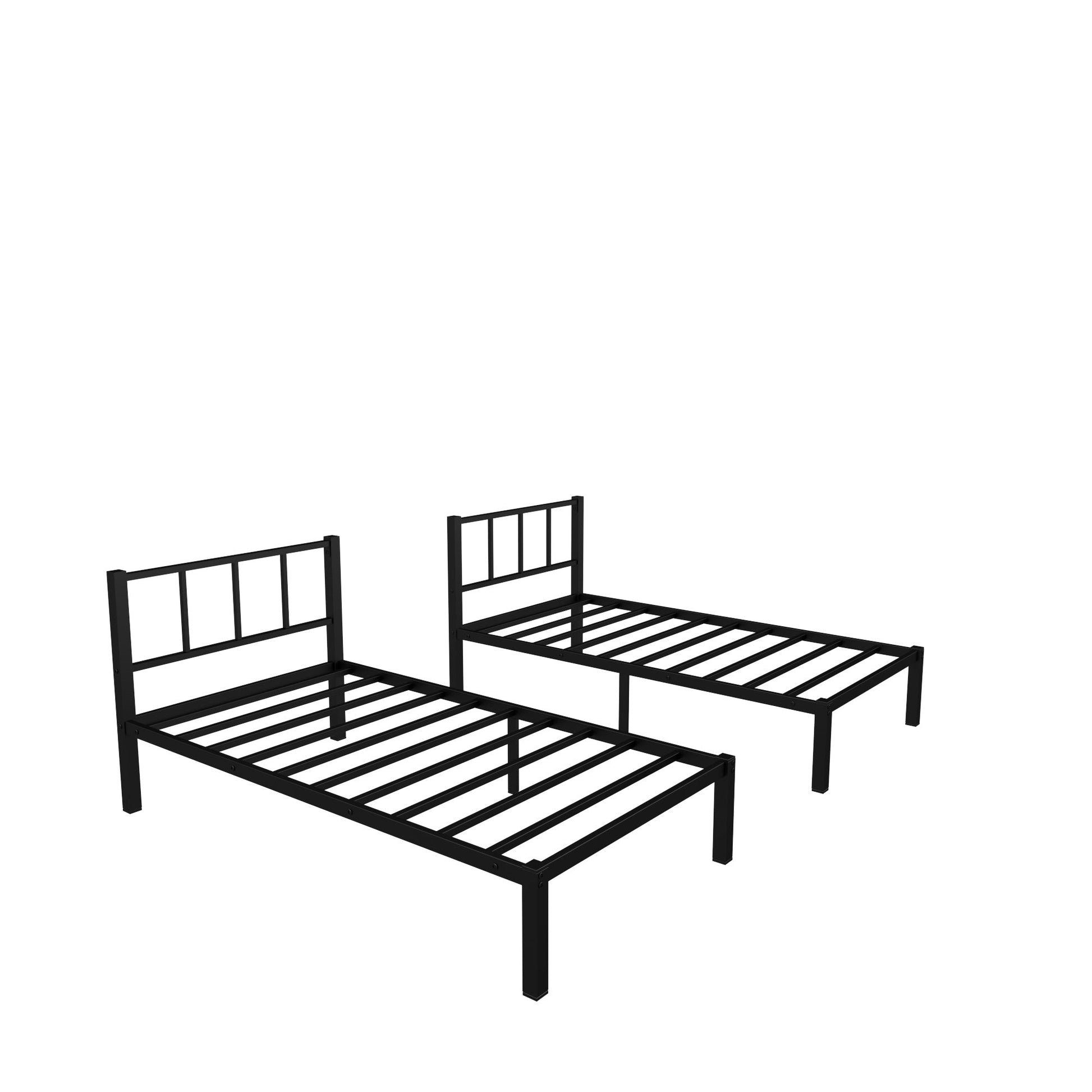 Twin over Twin & Twin Bunk Beds for 3, Twin XL over Twin & Twin Bunk Bed Metal Triple Bunk Bed, Black - Korvel