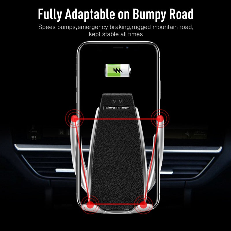 Automatic Clamping Wireless Car Charger Air Vent Phone Holder 360 Degree Rotation USB Charging Mount Bracket - Korvel