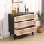 31.5 "3-Drawers Rattan Storage Cabinet Rattan Drawer,for Bedroom,Living Room,Natural drawer and black panel - Korvel