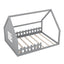 Full Size Wood House Bed with Window and Fence  Gray - Korvel