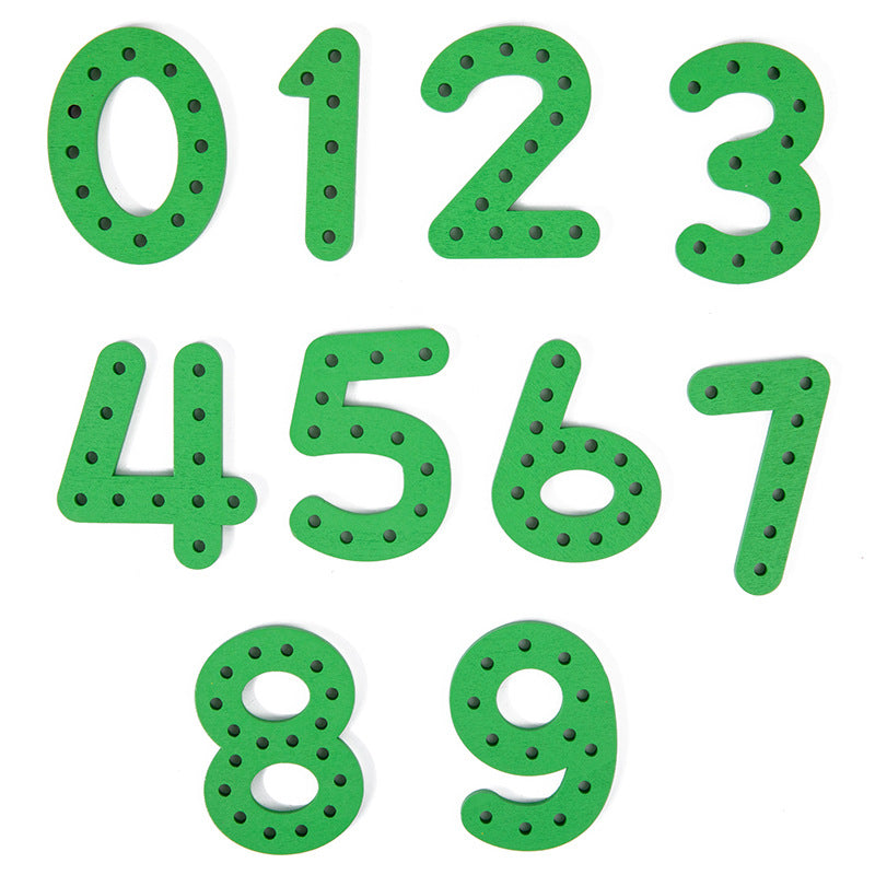 Number letter bead string children's building blocks threading rope early childhood education threading beads fine motor training puzzle toys - Korvel