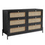 Commode moderne en bois de vignes de chanvre à 6 tiroirs en noir