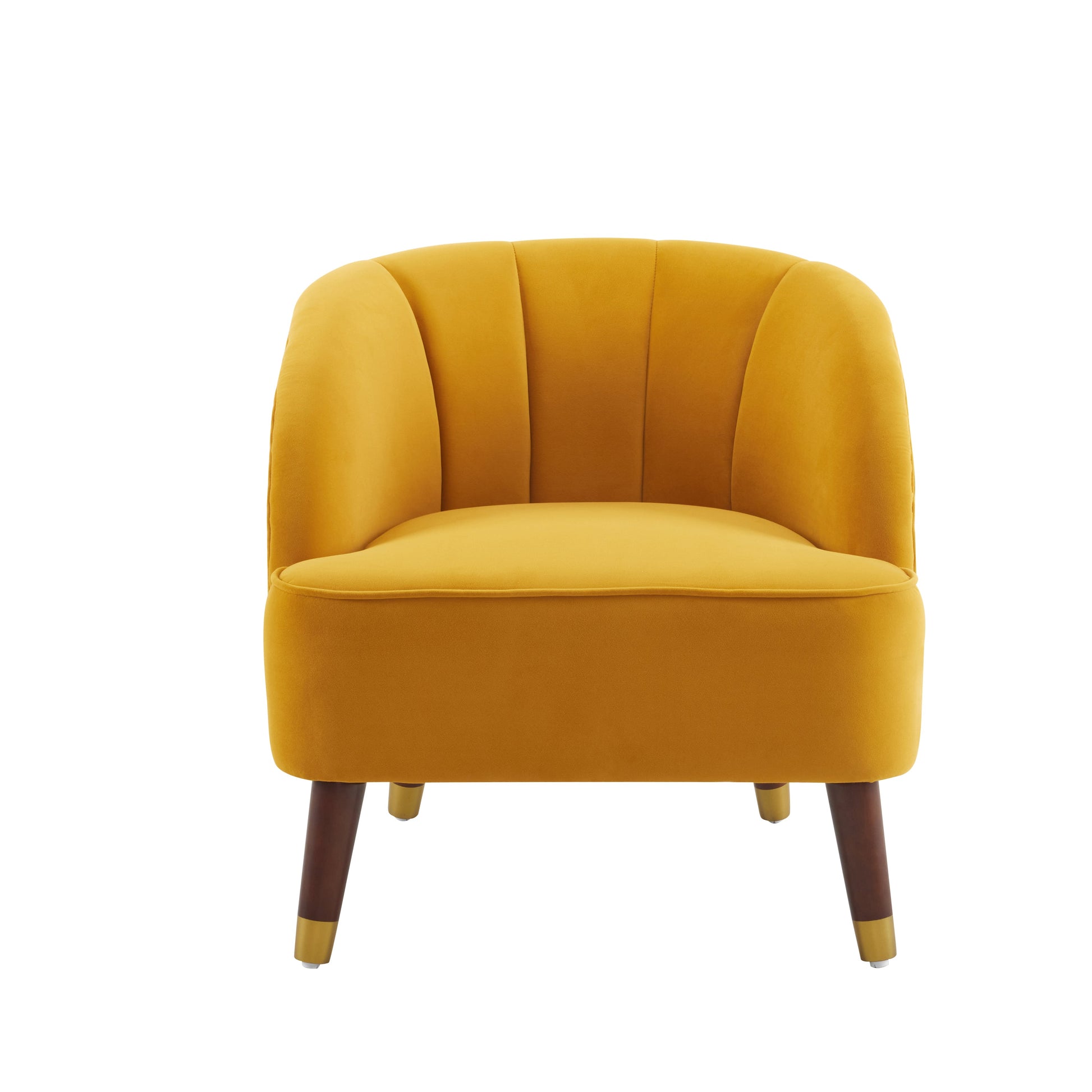 Upholstered Barrel Accent Chair With Wooden Legs - Korvel