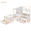 Twin Size House Bed with Upholstered Sofa and Charging Station