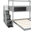 Twin over Full House Bunk Bed with Storage Staircase and Blackboard Gray - Korvel