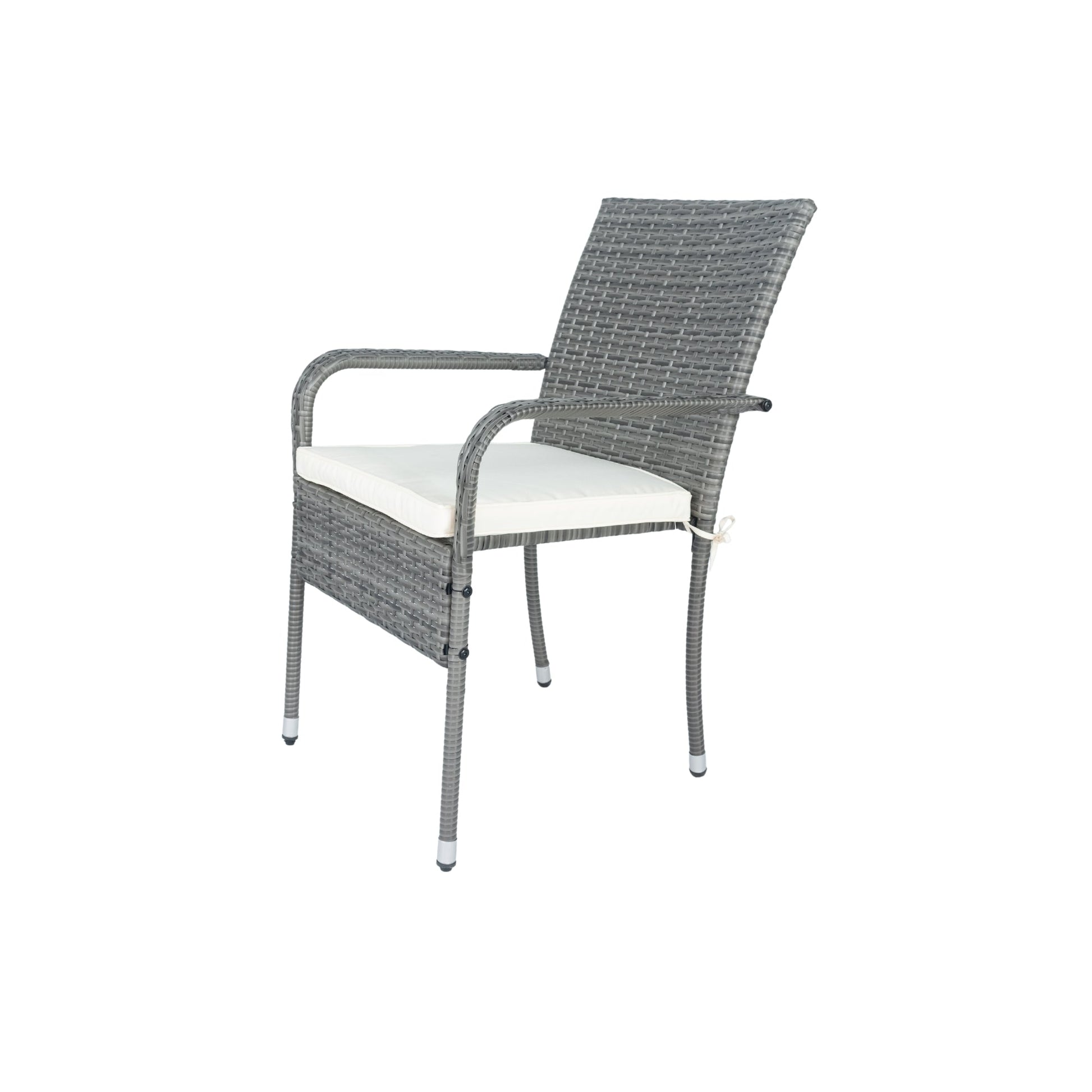3 Piece Patio Wicker Conversation Set Grey Wicker + white Cushion - Korvel