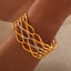 Fashion metal titanium steel bracelet with female geometric design and diamond studded spring buckle bracelet - Korvel