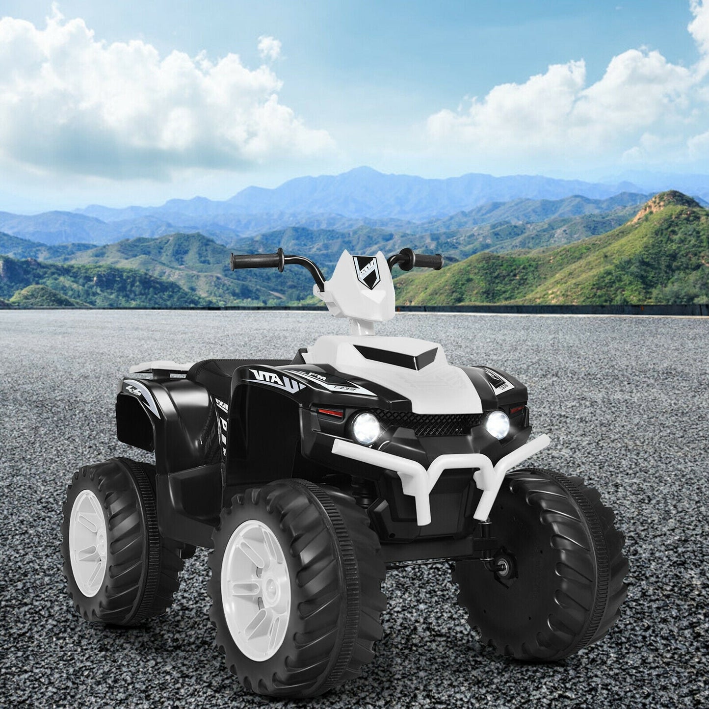 12V Kids Ride-On ATV with LED Lights - White