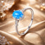 925 Sterling Silver Opal Engagement Ring with White Gold Plating