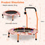 Trampolín Mini de 36 Pulgadas con Luces LED y Altavoz Bluetooth - Naranja