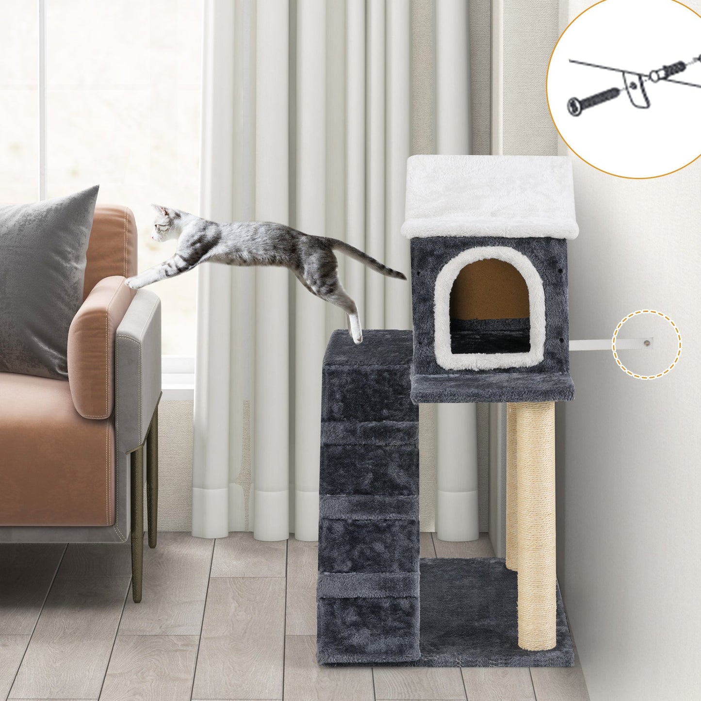 Gbruno Árbol para Gatos Torre Condo de 36 Pulgadas con Postes para Rascar